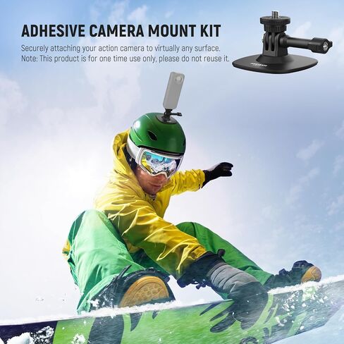 NEEWER Flexible Helmet Mount with Extension Pole Compatible with Insta 360 GoPro DJI, Adhesive Action Camera Holder Base Adapter for POV Video Recording Live Streaming, for 1/4" Accessories, AC060 in Saudi Arabia