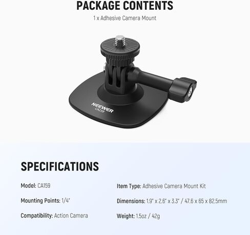 NEEWER Flexible Helmet Mount with Extension Pole Compatible with Insta 360 GoPro DJI, Adhesive Action Camera Holder Base Adapter for POV Video Recording Live Streaming, for 1/4" Accessories, AC060 in Saudi Arabia
