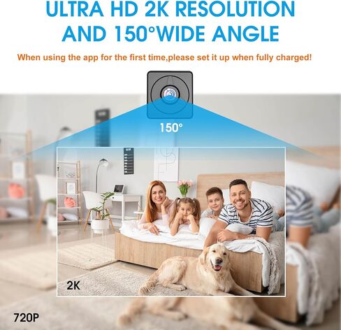 كاميرا مخفية صغيرة، كاميرا تجسس واي فاي، كاميرا مدمجة بدقة 2K HD بوقت استعداد طويل مع كاميرا مربية، كاميرا أمان مخفية لاسلكية داخلية مع تحكم متنقل لمراقبة المنزل in Kuwait