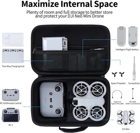 حقيبة تخزين متوافقة مع DJI Neo Mini Drone Aceessories (أسود) in Kuwait