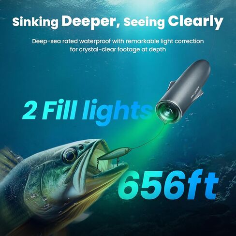 كاميرا صيد الأسماك CamX، كاميرا Lure Action HD 1080P و136 درجة زاوية واسعة للغاية، 656FT ROV مقاومة للماء/استشعار الحركة/تسجيل ذكي مجزأ/شحن لاسلكي/متوافق مع التطبيق in Saudi Arabia