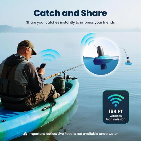 كاميرا صيد الأسماك CamX، كاميرا Lure Action HD 1080P و136 درجة زاوية واسعة للغاية، 656FT ROV مقاومة للماء/استشعار الحركة/تسجيل ذكي مجزأ/شحن لاسلكي/متوافق مع التطبيق in Saudi Arabia