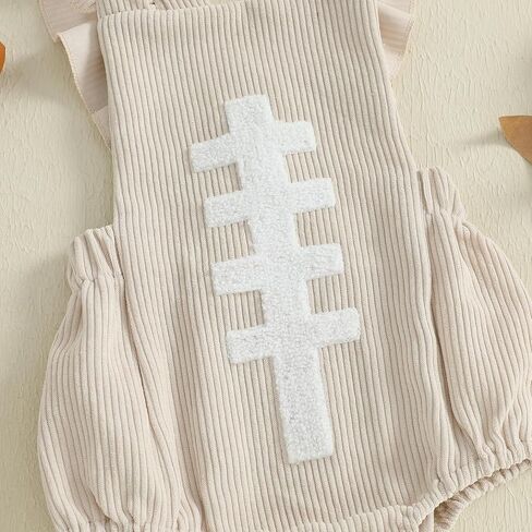 Seyurigaoka Newborn Baby Girl Football Outfit Ruffle Fly Sleeve Romper Infant Corduroy Bodysuit Game Day Clothes in Saudi Arabia