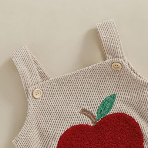 Newborn Baby Overalls Ladybug/Bee/Mushroom/Apple Embroidery Corduroy Sleeveless Bodysuit Animal Romper Overalls in Saudi Arabia