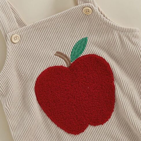 Newborn Baby Overalls Ladybug/Bee/Mushroom/Apple Embroidery Corduroy Sleeveless Bodysuit Animal Romper Overalls in Saudi Arabia