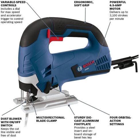 طقم منشار بمقبض علوي 6.5 أمبير من Bosch JS365-RT (متجدد) in Kuwait