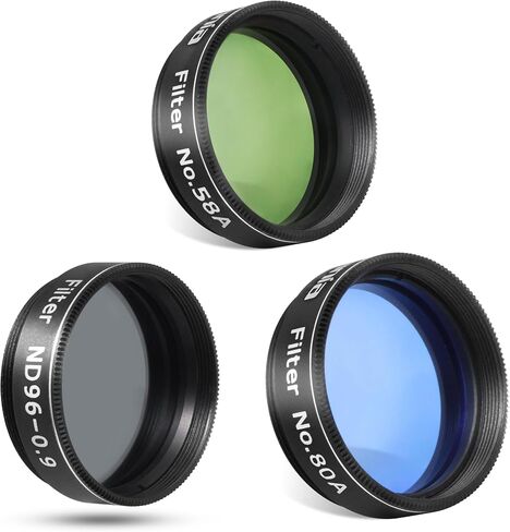 Astromania 1.25" Color/Planetary Filter - #58A Dark Green - Bundle with - 1.25" Moon Filter ND96-0.9&Planetary #80A Blue in Saudi Arabia
