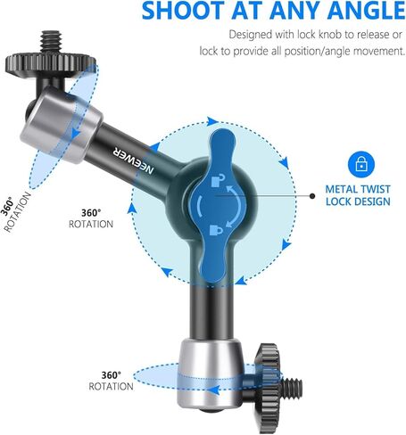 بطارية بديلة NEEWER بقدرة 2280 مللي أمبير في الساعة NP-FZ100 مكونة من قطعتين مع مجموعة شاحن USB مزدوج القناة، ذراع احتكاك سحري قابل للتعديل مقاس 5.9 بوصة/15 سم متضمن in Kuwait