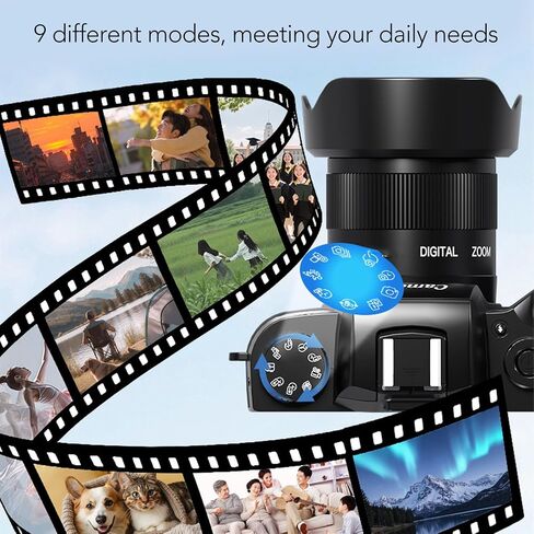 PUSOKEI 4K Digital Camera, DSLR Camera with 13MP CMOS Sensor, 64MP WiFi Vlogging Cameras with 4", Dual Lens, 16X Digital Zoom, Autofocus, Fill Light, for Beginner in Saudi Arabia