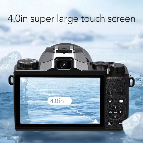 PUSOKEI 4K Digital Camera, DSLR Camera with 13MP CMOS Sensor, 64MP WiFi Vlogging Cameras with 4", Dual Lens, 16X Digital Zoom, Autofocus, Fill Light, for Beginner in Saudi Arabia
