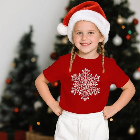 Kids Christmas Shirt Xmas Snowflake Toddler Boy Girl T-Shirt Merry Christmas Crewneck Tee Tops in Saudi Arabia