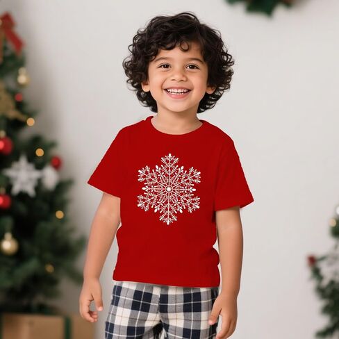 Kids Christmas Shirt Xmas Snowflake Toddler Boy Girl T-Shirt Merry Christmas Crewneck Tee Tops in Saudi Arabia