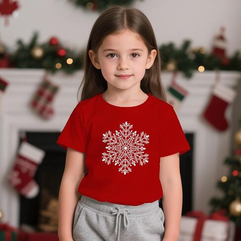 Kids Christmas Shirt Xmas Snowflake Toddler Boy Girl T-Shirt Merry Christmas Crewneck Tee Tops in Saudi Arabia