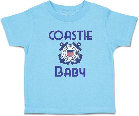 Toddler T-Shirt Coast Guard United States Coast Guard Auxiliary Coastie Baby with Flag Cotton Law Enforcement Boy & Girl Clothes Navy Baby Funny Tee Aqua Blue Design Only 3T in Saudi Arabia