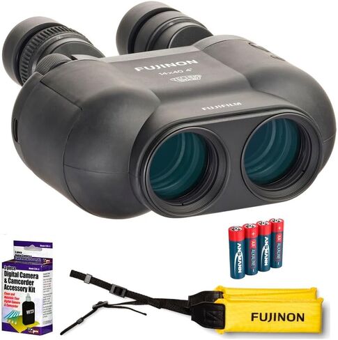 حزمة مناظير FUJIFILM Fujinon Techno-Stabi TS-X مقاس 14x40 التي تثبت الصورة، تتضمن: حزام Fujinon الأصفر، بطاريات AA احتياطية ومجموعة تنظيف العدسات (4 قطع) (أصفر) in Saudi Arabia
