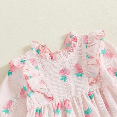 Baby Girl Long Sleeve Romper Fall Newborn Outfit Linen Romper Ruffle Jumpsuit Floral Bodysuit Infant Winter Clothes in Kuwait