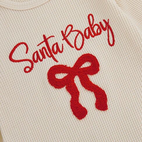 My First Christmas Baby Girl Outfit Newborn Santa Romper Waffled Jumpsuit Cute One Piece Onesie Infant Xmas Clothes in Kuwait