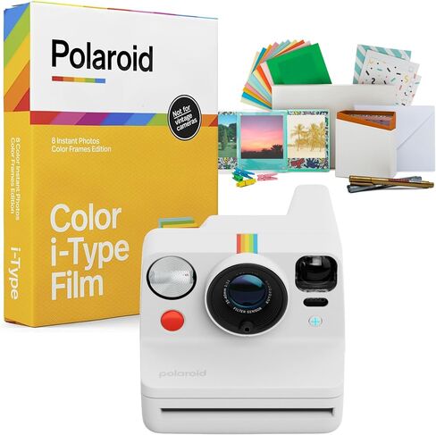 Polaroid Now Plus Generation 3 Instant Camera with Two-Lens Autofocus System and Manual Mode (White) Bundle with Polaroid Film Kit and Color Film for I-Type (Color Frames Edition) (3 Items) in Saudi Arabia