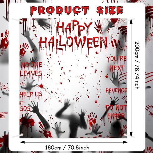Happy Halloween Banner Large Scary Halloween Party Background Decorations Backdrop Bloody Hands Banner Halloween Decor Photo Props 70.8x78.7 in Saudi Arabia