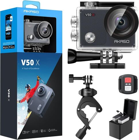 AKASO V50X Action Camera and Handlebar Clamp Mount Accessories Kit Bundle in Saudi Arabia
