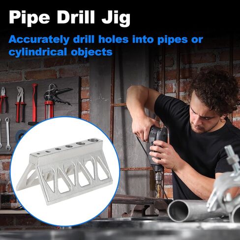 Handheld Pipe Drill Jig for Pipes or Cylinder Pipe, Bridge Pipe Drilling Guide Block Triangle Window Cutouts, Handheld Drilling Guides Jig for Bit on Cylinder Centering Tool in Saudi Arabia