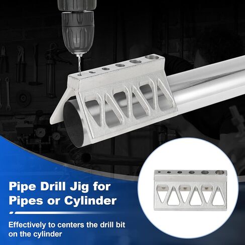 Handheld Pipe Drill Jig for Pipes or Cylinder Pipe, Bridge Pipe Drilling Guide Block Triangle Window Cutouts, Handheld Drilling Guides Jig for Bit on Cylinder Centering Tool in Saudi Arabia