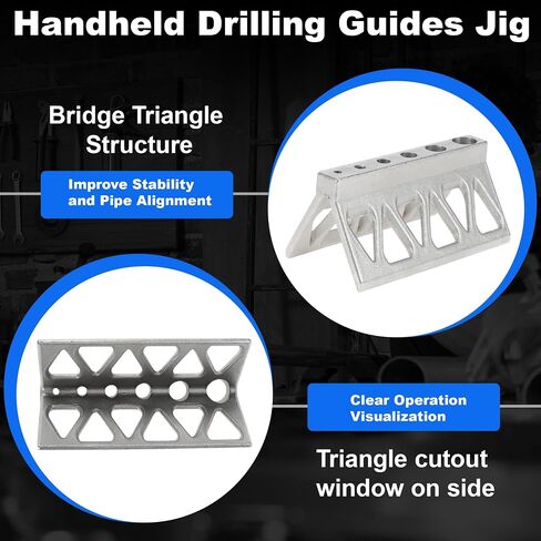 Handheld Pipe Drill Jig for Pipes or Cylinder Pipe, Bridge Pipe Drilling Guide Block Triangle Window Cutouts, Handheld Drilling Guides Jig for Bit on Cylinder Centering Tool in Saudi Arabia