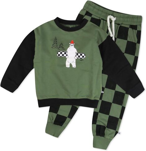 HonestBaby baby-boys 2-piece Cozy Fleece Crew Neck and Sweatpant Set 100% Organic Cotton for Infant Baby and Toddler, Boys in Saudi Arabia
