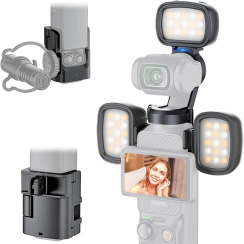 JJC JJC Expansion Adapter & 3Pcs Magnetic Auxiliary Light Set for DJI Osmo Pocket 3 Creator Combo, Rechargeable Mini LED Fill Light with Mount & Storage Bag, for Pocket3 Selfie Vlog Recording in Saudi Arabia