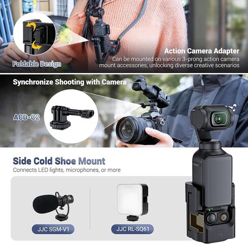 JJC JJC Expansion Adapter & 3Pcs Magnetic Auxiliary Light Set for DJI Osmo Pocket 3 Creator Combo, Rechargeable Mini LED Fill Light with Mount & Storage Bag, for Pocket3 Selfie Vlog Recording in Saudi Arabia