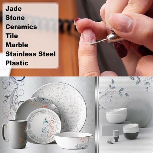 HARFINGTON 8pcs 120-140 Grits Diamond Grinding Bit 1.8mm Tapered Head 2.35mm Shank 15mm Length Titanium Plated Stone Sanding Drill Bits Rotary Tool for Nails Grinding Polishing in Saudi Arabia