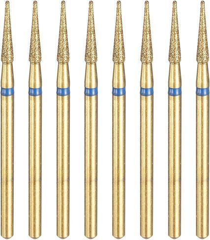 HARFINGTON 8pcs 120-140 Grits Diamond Grinding Bit 1.8mm Tapered Head 2.35mm Shank 15mm Length Titanium Plated Stone Sanding Drill Bits Rotary Tool for Nails Grinding Polishing in Saudi Arabia
