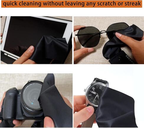 3 Pcs Microfiber Cleaning Cloth Glass Clean Cloths, Lens Cleaning Cloth, Glasses Cloth Cell Phone Wipes, Premium Cloth for Glasses, Lens, Screens & More air （Black*3 in Saudi Arabia