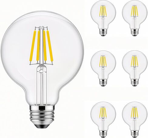 مصابيح إضاءة G25/G80 LED غلوب، مصابيح LED غلوب 4 وات غير قابلة للتعتيم g25 غلوب 40 وات، أبيض دافئ 2700 ك، أضواء مرآة مكياج لغرفة النوم، مصابيح إضاءة ثريا سبوتنيك حديثة من الزجاج الشفاف 6 عبوات in Saudi Arabia