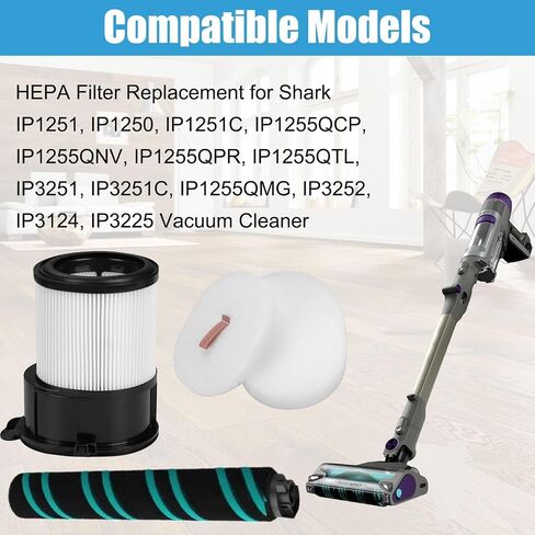 MZY LLC 5 Pcs HEPA Filter Replacement for Shark IP1251, IP1250, IP1255QCP,IP1255QNV, IP3251, IP3252, IP3124, IP3225 Cordless Vacuum Cleaner, 1 Roller Brush+ 1 HEPA Filter+2 Foam Pads+1 Brush in Saudi Arabia
