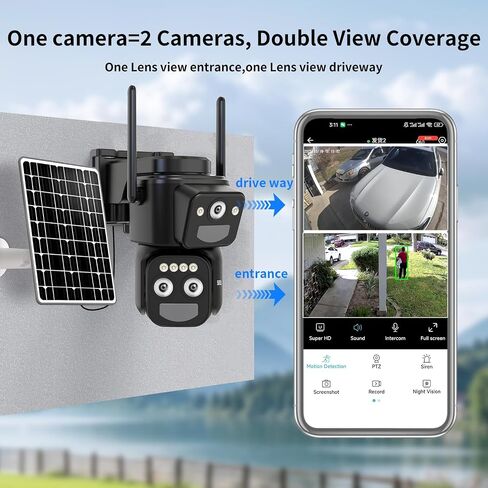 LETSCEE Security Cameras Wirelss Outdoor for Home Security, Alexa Cameras Solar Power,360 View Outside Camera,Motion Detection,10x Hybrid Zoom PAN Tile,IP-65 Weather Proof (1 Pack) in Kuwait