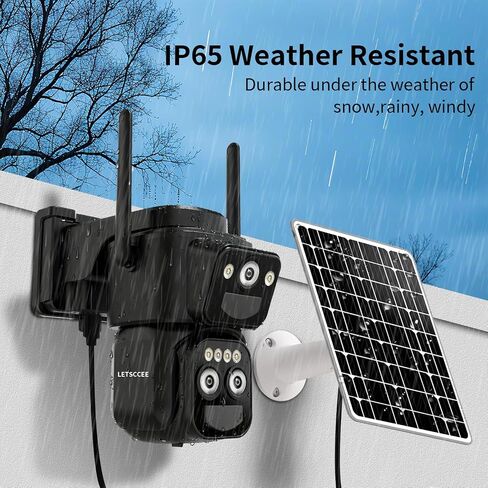 LETSCEE Security Cameras Wirelss Outdoor for Home Security, Alexa Cameras Solar Power,360 View Outside Camera,Motion Detection,10x Hybrid Zoom PAN Tile,IP-65 Weather Proof (1 Pack) in Kuwait