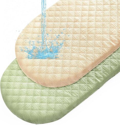 Muslin Bassinet Sheets Waterproof Baby Bassinet Mattress Sheets 2 Pack Thickened Ultra Soft Fitted Crib Cover 33" x 17" for Oval Cradle, Rectangular Mattress Pad, Green in Saudi Arabia
