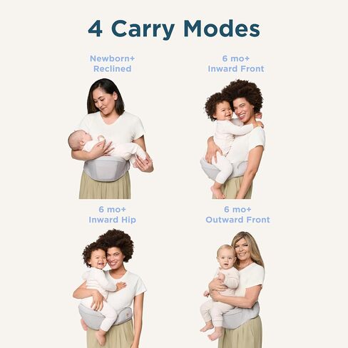 Ergobaby Alta Hip Seat Baby Carrier for Babies and Toddlers 4-48 Months | 3-Position Convertible Ergonomic Baby Carrier, Storage Pocket, Sun Hood, Hip Positioning, Fits 12-45 lbs, Natural Beige in Saudi Arabia