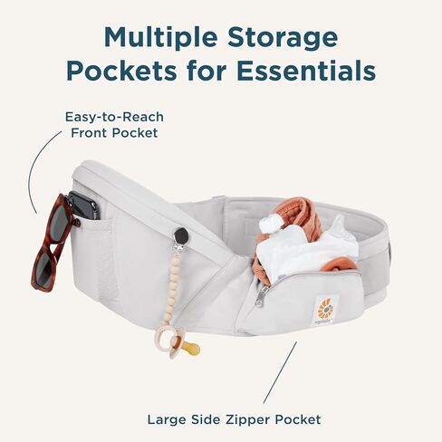 Ergobaby Alta Hip Seat Baby Carrier for Babies and Toddlers 4-48 Months | 3-Position Convertible Ergonomic Baby Carrier, Storage Pocket, Sun Hood, Hip Positioning, Fits 12-45 lbs, Natural Beige in Saudi Arabia