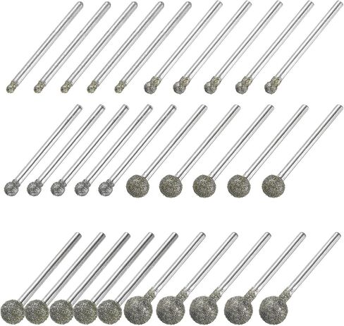 uxcell الماس طحن نتوءات الحفر بت 1/8 بوصة عرقوب 4/5/6/8/10/12mm ضياء كروية الماس شنت نقطة بت لنحت تلميع مجوهرات اليشم العنبر حجر شمع العسل الزجاج 1 مجموعة in Saudi Arabia