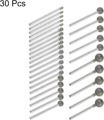 uxcell الماس طحن نتوءات الحفر بت 1/8 بوصة عرقوب 4/5/6/8/10/12mm ضياء كروية الماس شنت نقطة بت لنحت تلميع مجوهرات اليشم العنبر حجر شمع العسل الزجاج 1 مجموعة in Saudi Arabia