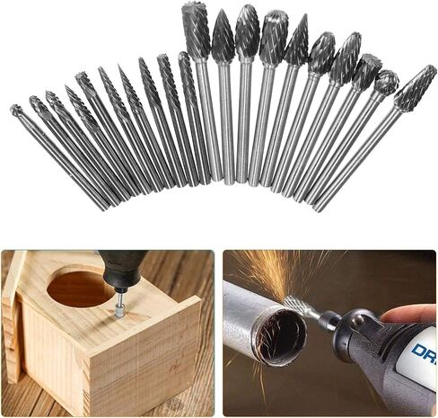 Die Grinder, 20pcs 1/8inch Tool Accessories Die Grinder Bits with Different Types for Metalwork, Toolmaking, Engineering, Wood Carving in Saudi Arabia