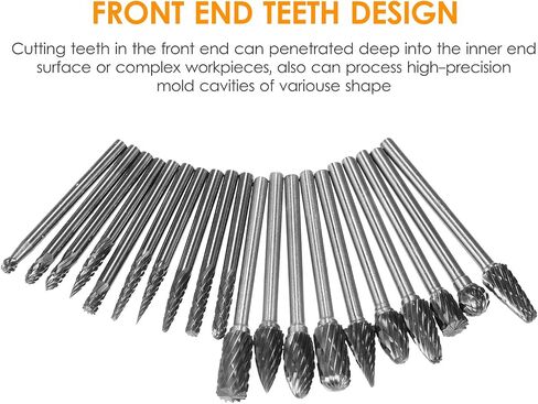 Die Grinder, 20pcs 1/8inch Tool Accessories Die Grinder Bits with Different Types for Metalwork, Toolmaking, Engineering, Wood Carving in Saudi Arabia