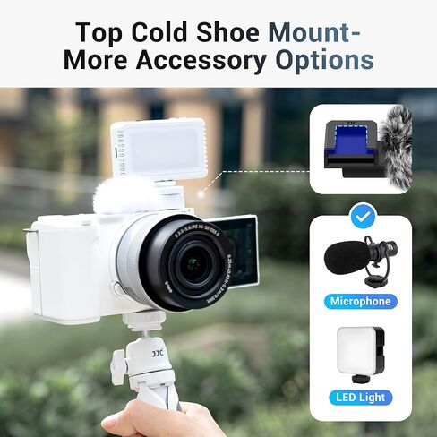 غطاء أمامي فروي للأحذية الباردة وملحق فلاش LED لكاميرات Sony ZV-E10 II ZVE10 ZV-1F ZV1F ZV-1 II ZV1 ZV-E1 ZVE1 Vlog، لون أسود in Kuwait