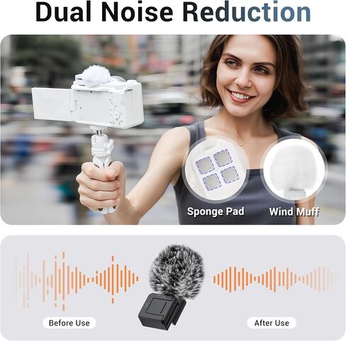 غطاء أمامي فروي للأحذية الباردة وملحق فلاش LED لكاميرات Sony ZV-E10 II ZVE10 ZV-1F ZV1F ZV-1 II ZV1 ZV-E1 ZVE1 Vlog، لون أبيض in Kuwait