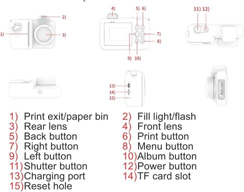 AUNMAS Kids Camera Instant Print, Selfie Digital Camera with Flash Portable Travel Print Camera for Toddler Boys Girls (Blue White) in Saudi Arabia