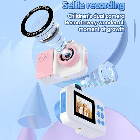 AUNMAS Kids Camera Instant Print, Selfie Digital Camera with Flash Portable Travel Print Camera for Toddler Boys Girls (Blue White) in Saudi Arabia