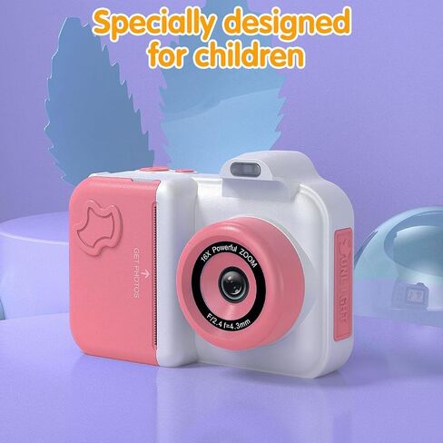 AUNMAS Kids Camera Instant Print, Selfie Digital Camera with Flash Portable Travel Print Camera for Toddler Boys Girls (Blue White) in Saudi Arabia