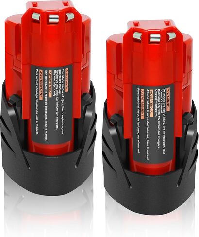 2 Pack 12V 3000mAh Lithium-ion Replacement Battery Compatible with Milwaukee M12 12V Battery 48-11-2411 48-11-2420 48-11-2401 48-11-2402 12 Volt M12 Cordless Power Tools in Saudi Arabia